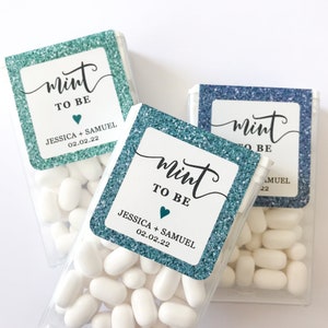 Rose Gold Glitter Effect Mint to Be Stickers • Custom Wedding Favor ...