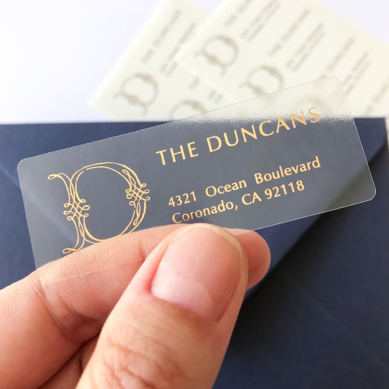 Victorian Monogram Foil Address Labels | Vintage Clear Return Stickers ...