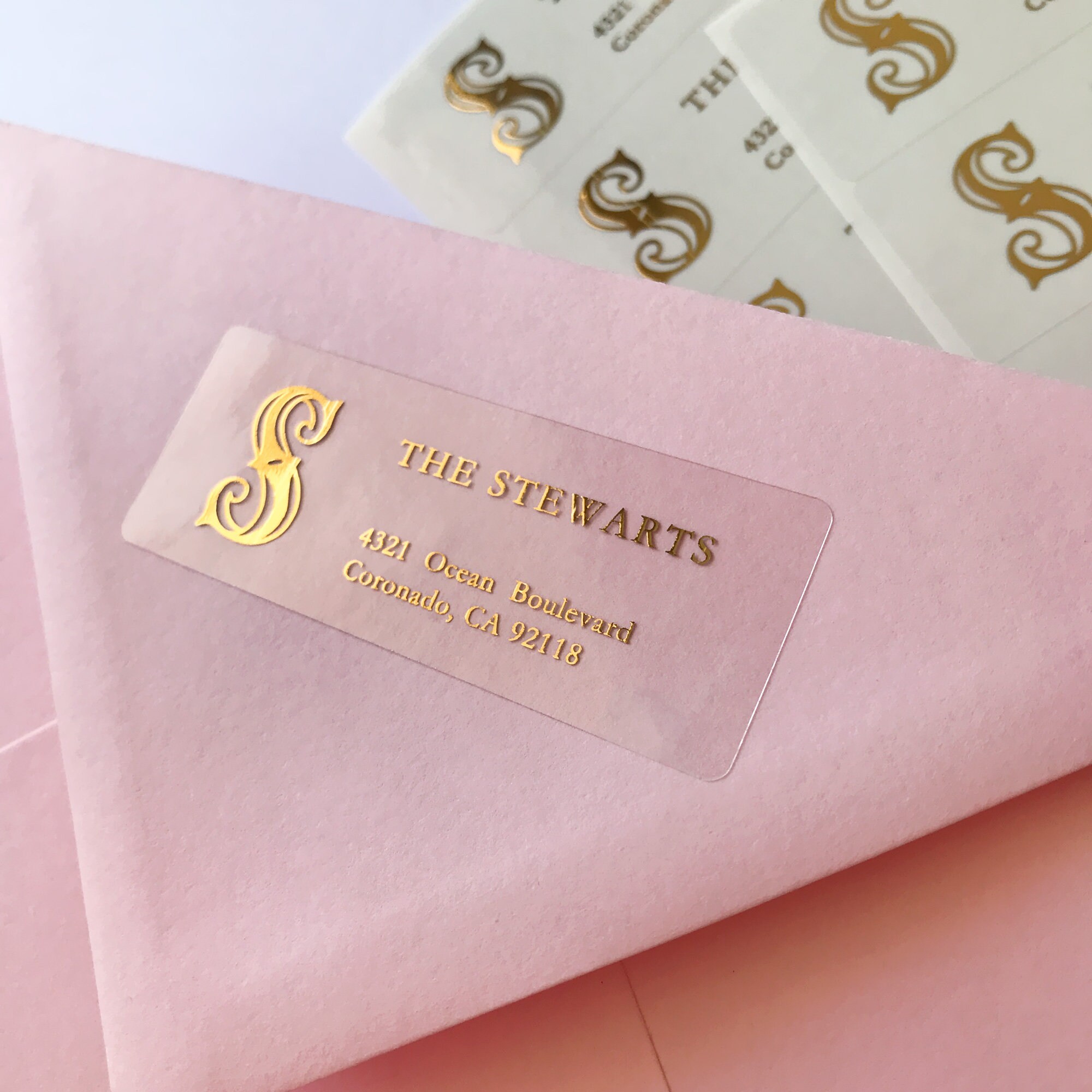 Custom Monogram Foil Address Labels | Vintage & Art Nouveau Style ...
