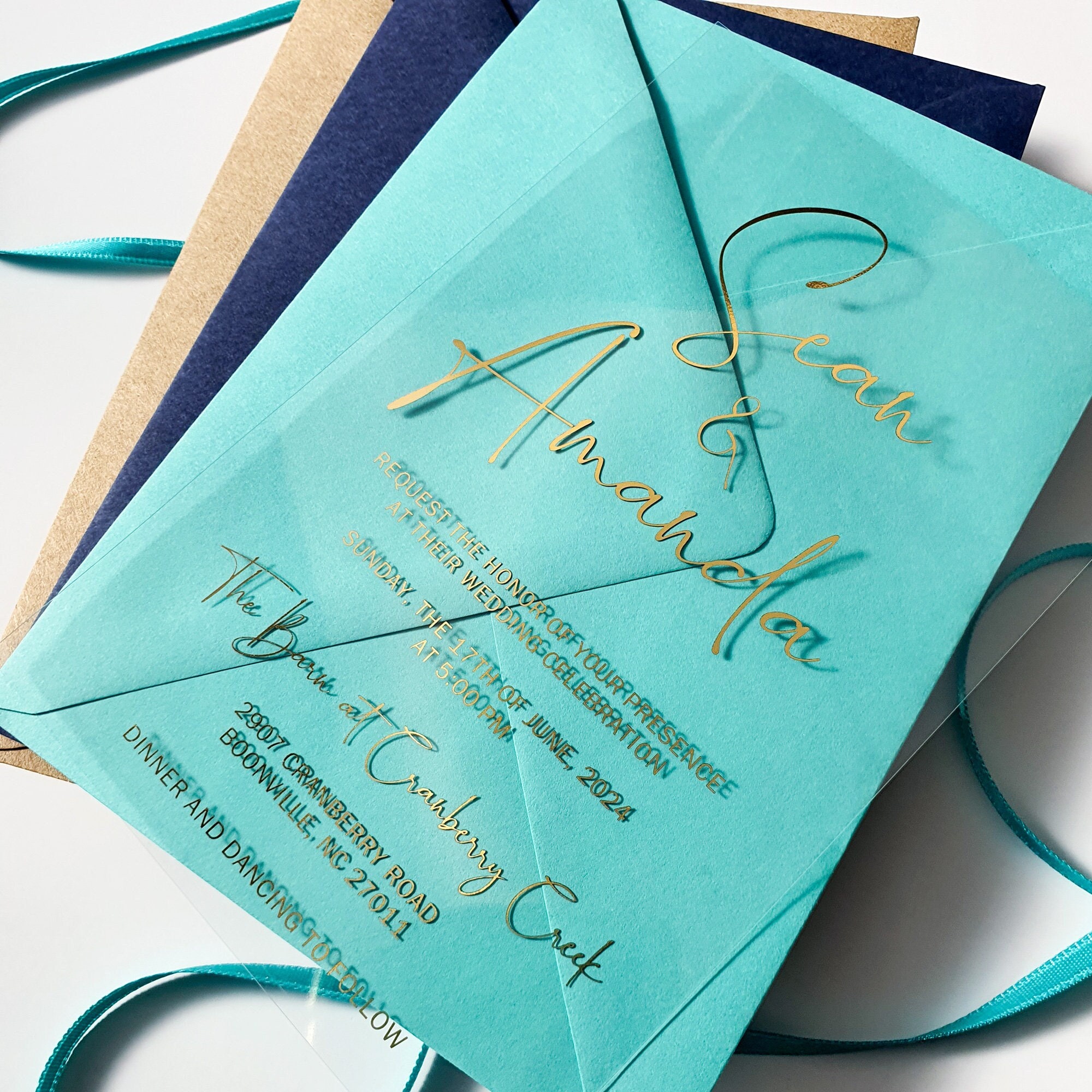Clean Simple Clear Acrylic Wedding Invitation • Transparent Acrylic ...