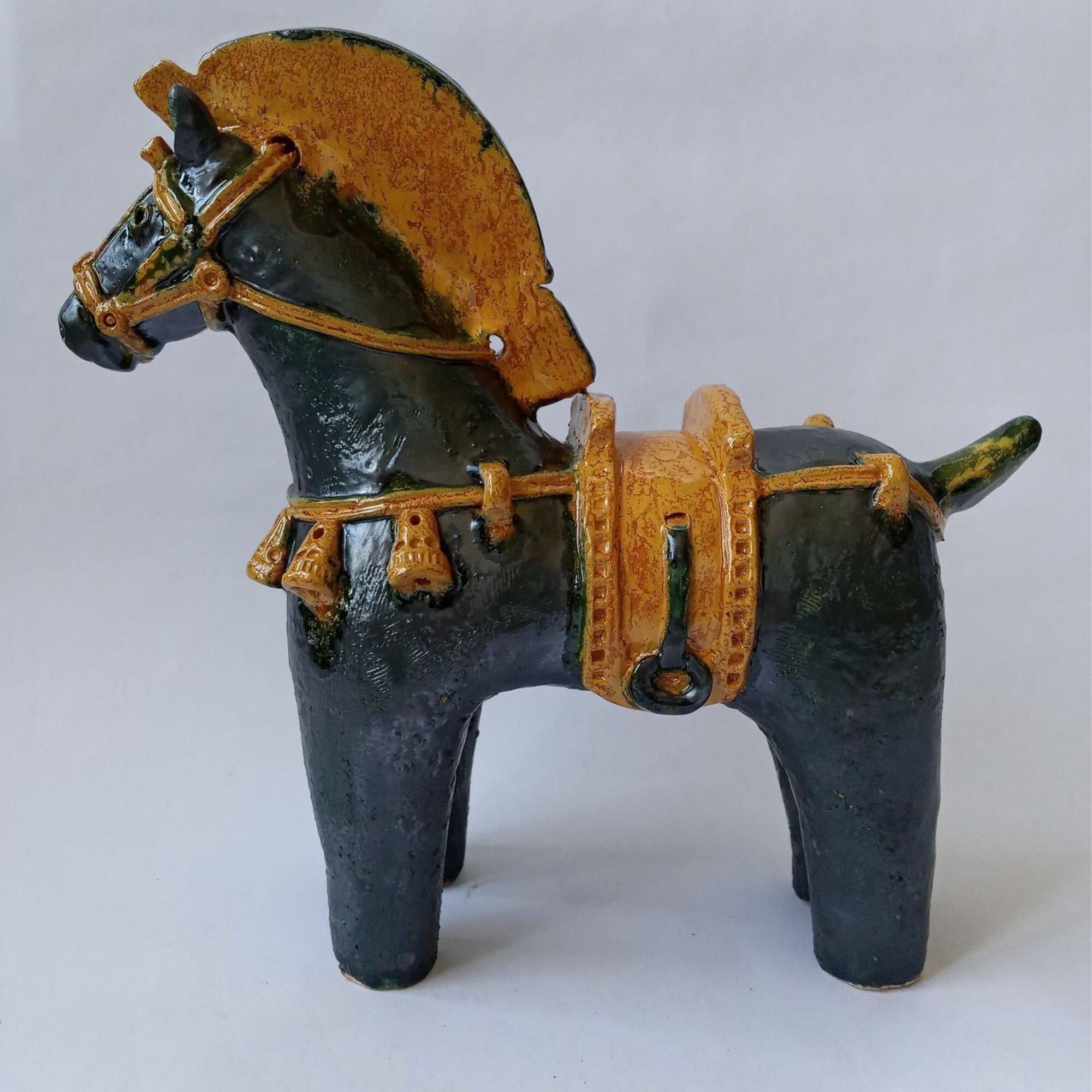 Horse Ceramic Horse Figure Blue Ceramic Horse Pottery Etsy UK