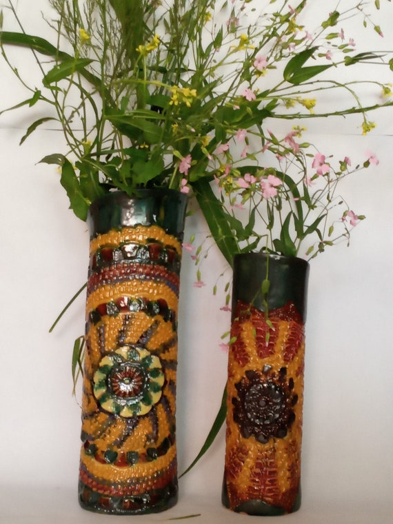 陶器の花瓶手作りの花瓶花瓶のユニークな装飾 - Etsy 日本