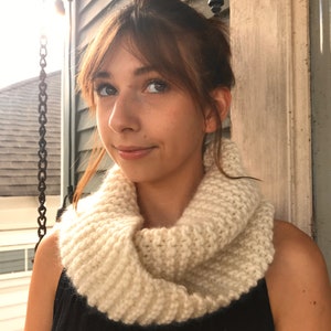 Hand knit merino wool infinity scarf