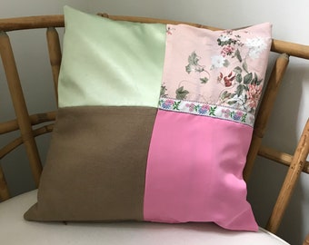 Patchwork pillow cover in Danish pastels