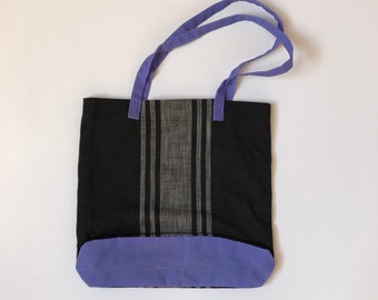 Linen and waxed cotton tote bag