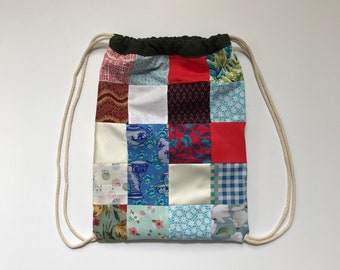 パッチワーク巾着バックパックバッグ