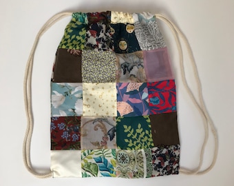 パッチワーク巾着バックパックバッグ