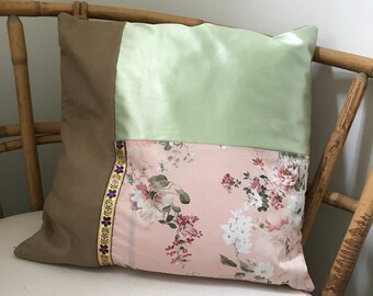 Patchwork pillow cover in Danish pastels