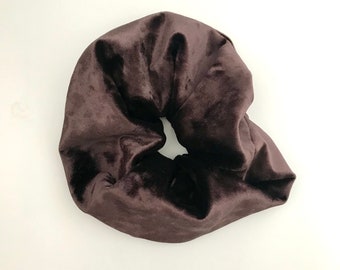 Brown crushed velour large scrunchie