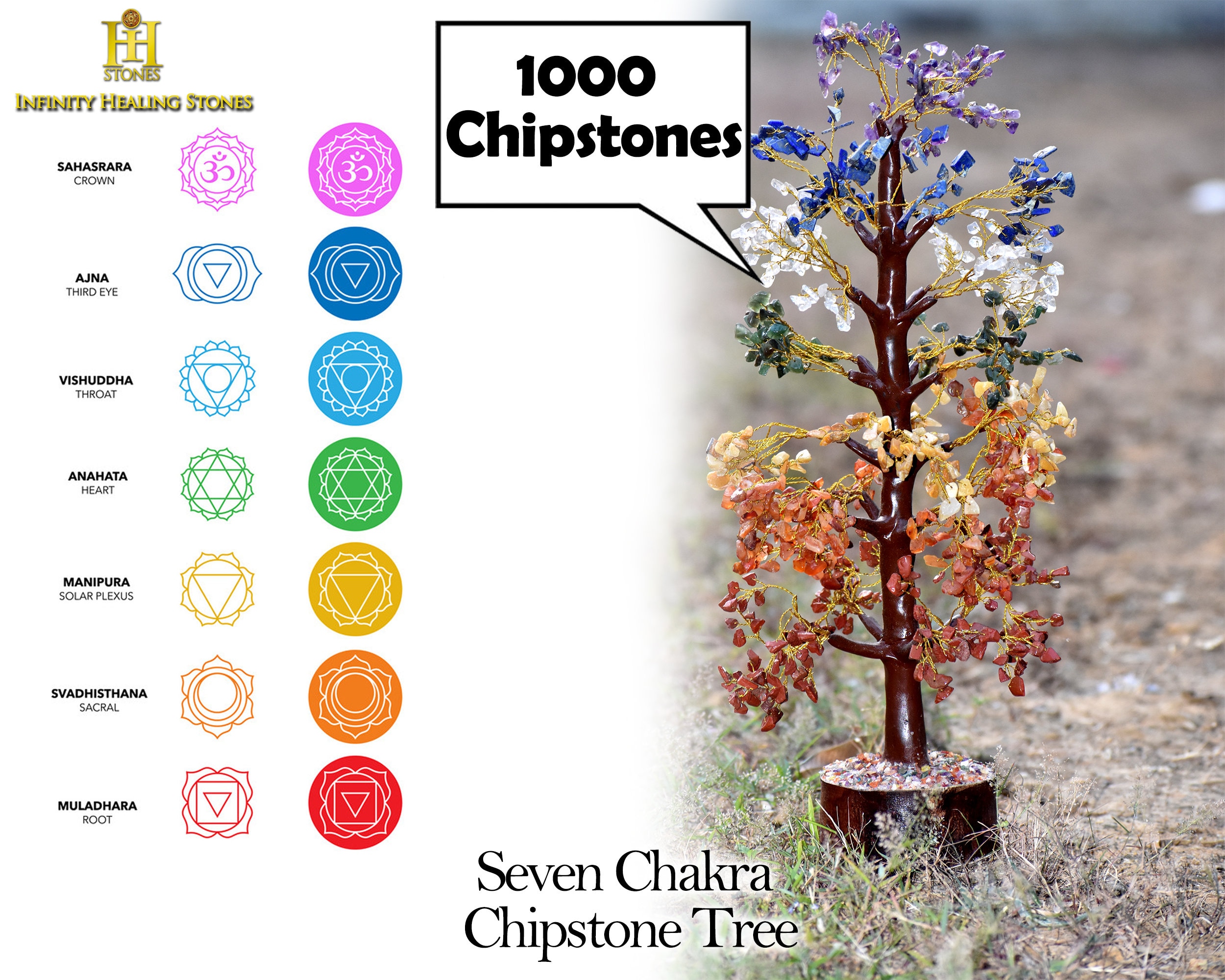 Big Size Seven Chakra Tree Reiki Tree Gemstone 7 Chakra Etsy