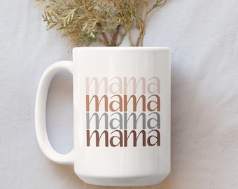 Mama Mug | Ceramic Mugs For Mom | Mom Coffee Cup Tea Cup | Mother's Day Gifts | Gifts For New Mamas | Birthday Gifts For Mom | Earth Tones