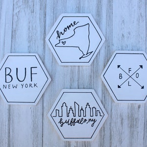 Buffalo, NY Magnets | Buffalo Skyline Decor | Buffalo Themed Magnets | Buffalo Themed Gifts | Wooden Magnets | Refrigerator Magnets