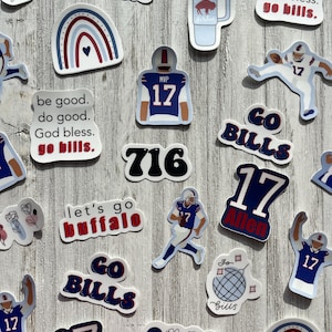Buffalo Bills Stickers | Waterproof Bumper Sticker | Josh Allen 17 | Let's Go Buffalo | Allen Hurdle | Be Good Do Good God Bless Go Bills