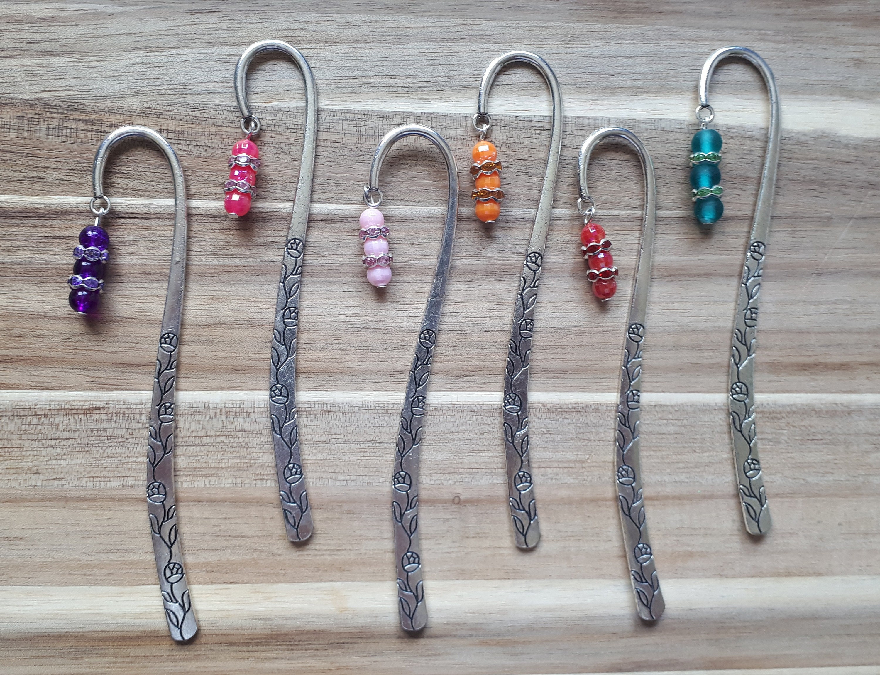 Metal bookmark with bead pendant Etsy