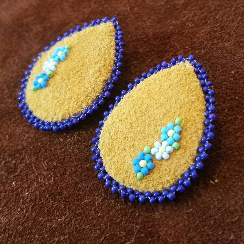 Moose Hide Beaded Teardrop Earrings Etsy Canada