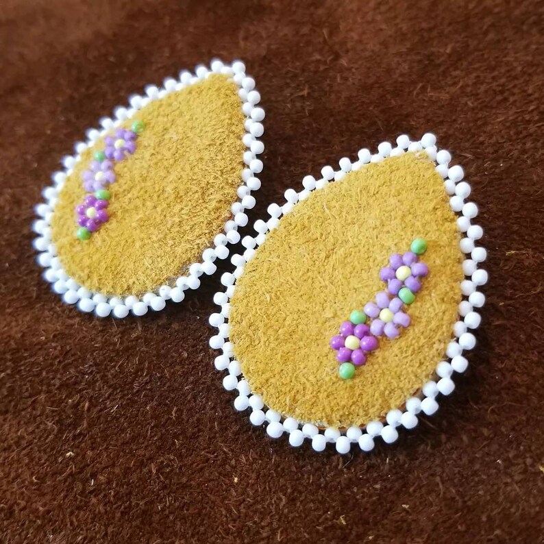 Moose Hide Beaded Teardrop Earrings Etsy Canada