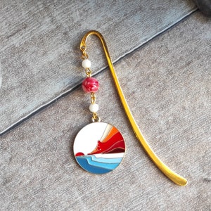 Bookmark inspired by cat, Asia, wave, landscape with hidden cat