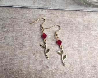 Orecchini Floreali Fatti A Mano Miniblings – Cabochon Rosso Con Ganci Placcati Argento – Gioielli Artigianali Da Berlino