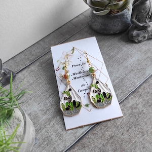 Pendientes originales de plantas, cactus con perlas, ideal regalo de fin de curso, colegio, gancho de acero inoxidable
