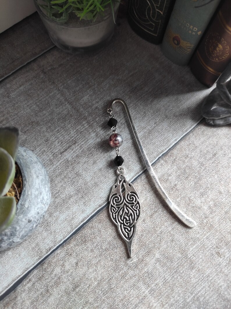 Ravens bookmark, knot style, viking, silver. image 1