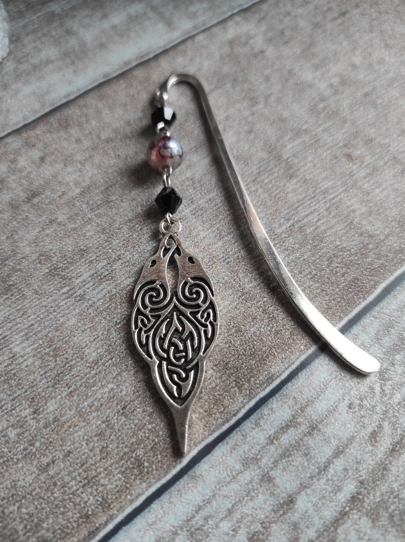 Ravens bookmark, knot style, viking, silver. image 2