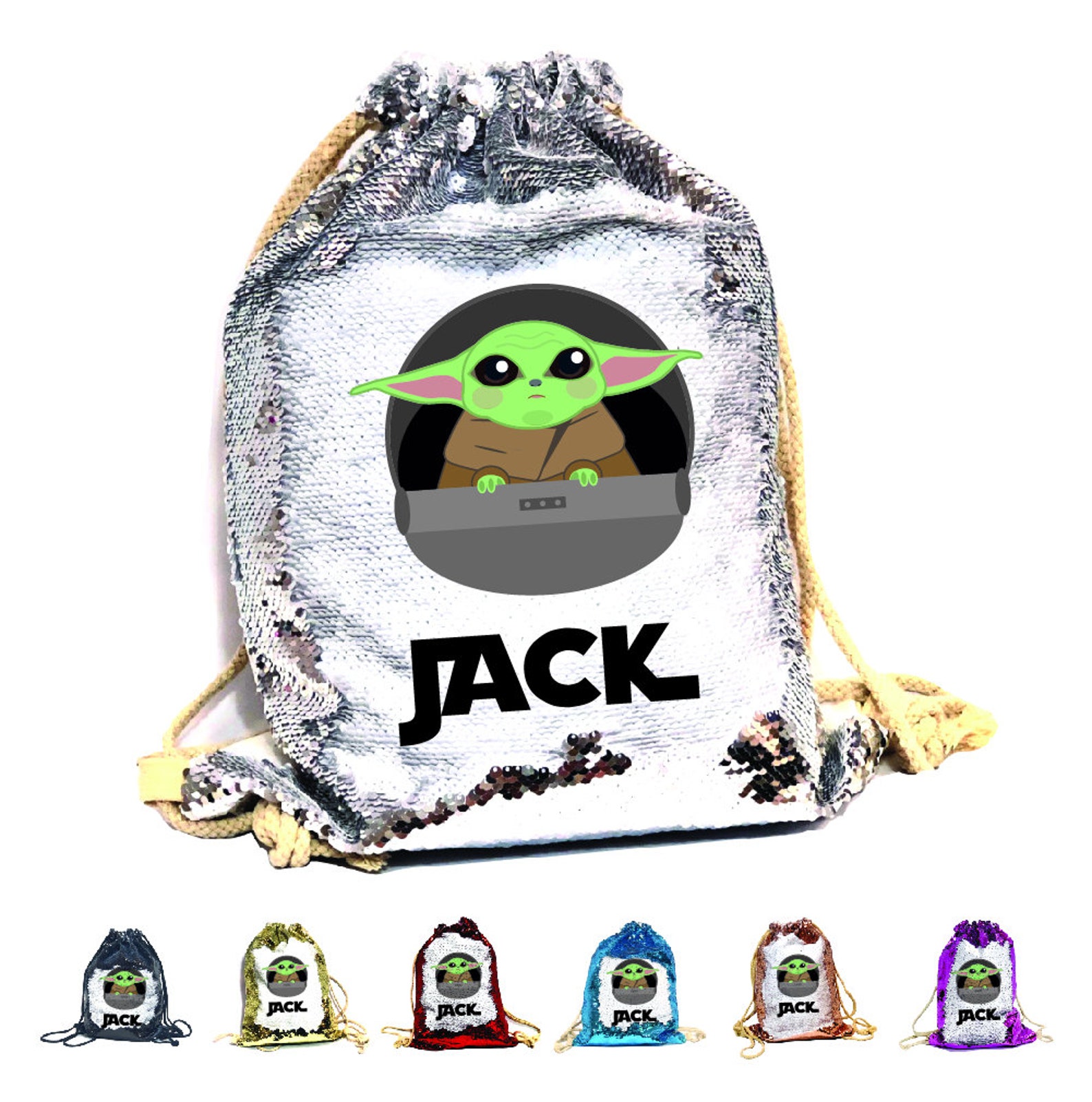 Personalised Baby Yoda Bag For Children Kids Sequin Bag With Etsy