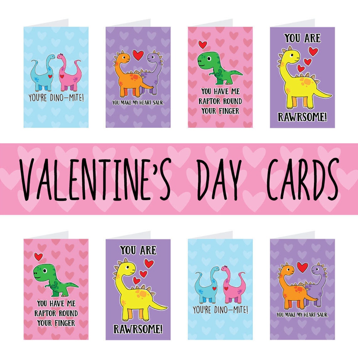 Lindo dinosaurio Valentine tarjetas / Dinosaur Love Cards & | Etsy