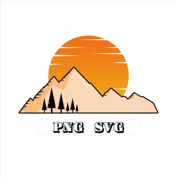 Download Vintage Sun Mountains Png Svg Retro Sunset Mountain Etsy PSD Mockup Templates