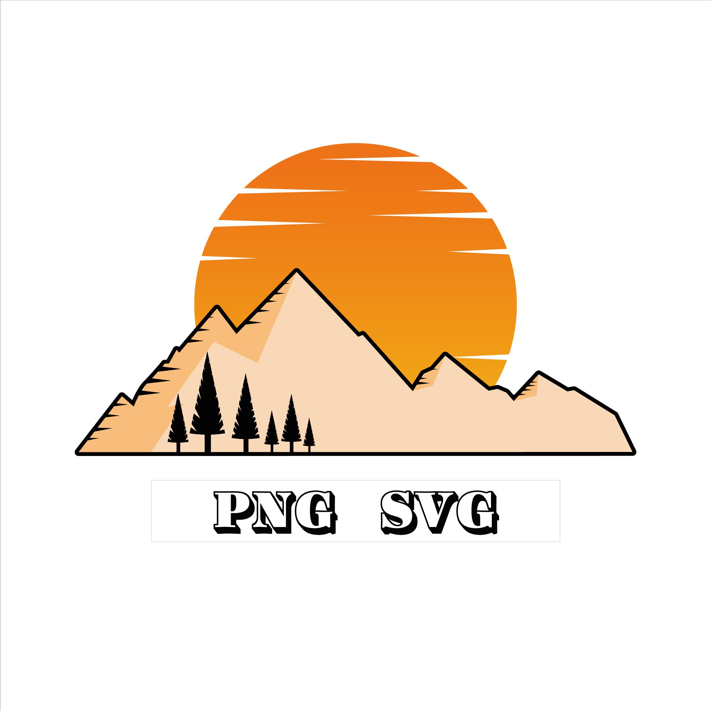 Download Vintage Sun Mountains Png Svg Retro Sunset Mountain Etsy