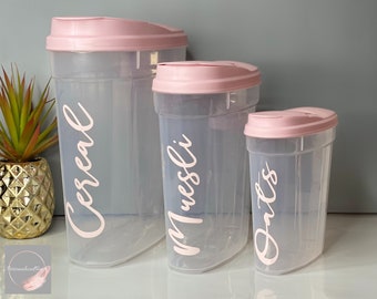 Personalised Kitchen Storage |  Kitchen Storage | Dry Food Containers | Set Of 3 | Mrs Hinch Inspired | Pink