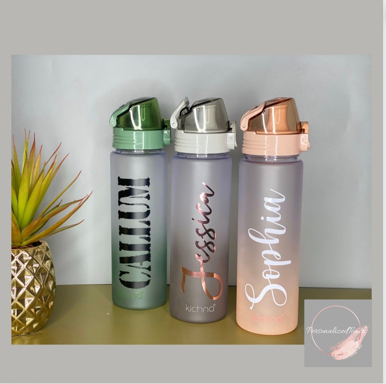 Personalised Water Bottle With Water Tracker | Frosted Ombre Design | Gym Water Bottle | Eco Friendly | 700ml | Adults | Kids 