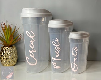 Personalised Storage | Kitchen Storage | Dry Food Containers | Set Of 3 | Mrs Hinch Inspired | Grey