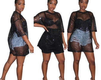 ladies black sequin top