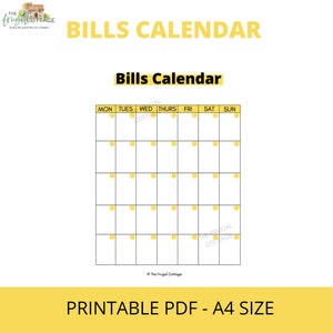 Printable Monthly Bill Calendar | monthly bill tracker, Spending tracker, budget tracker, outgoings tracker