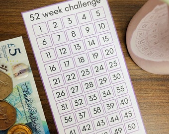 52 Week Savings Challenge | Low Budget Savings Challenge, Cash Stuffing, Cash Envelopes, Savings Challenge Tracker
