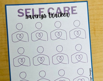 Self Care Savings Tracker | Low Budget Savings Challenge, Cash Stuffing, Cash Envelopes, Savings Challenge Tracker