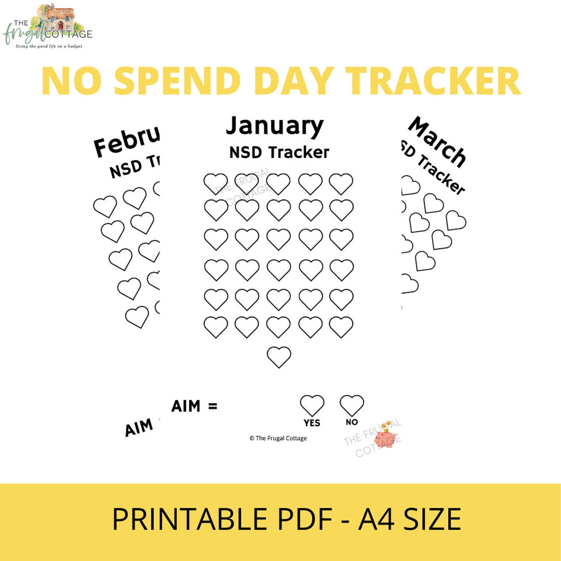 No spend day tracker heart design spending tracker budget etsy