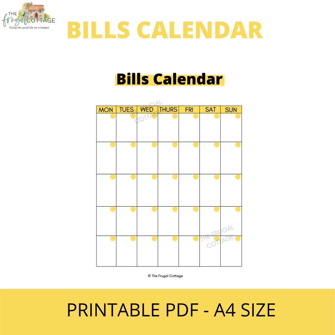 Printable Monthly Bill Calendar | Monthly Bill Tracker, Spending ...