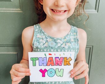 Color Me Thank You Cards for Kids | Kids Birthday | Kids Stationary | Kid Thank You Cards