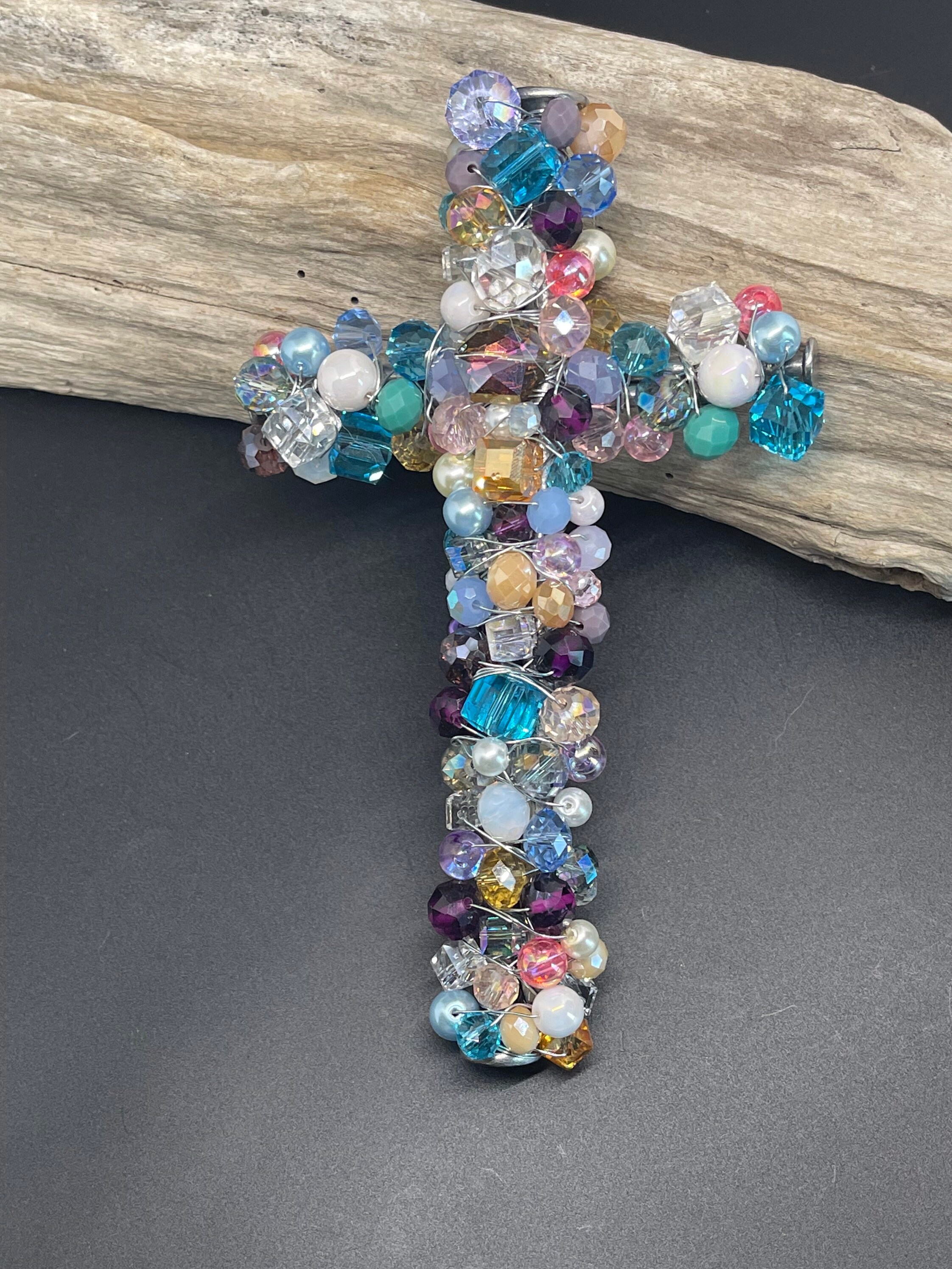 Crystal Beaded Wall Cross Christian Cross Etsy