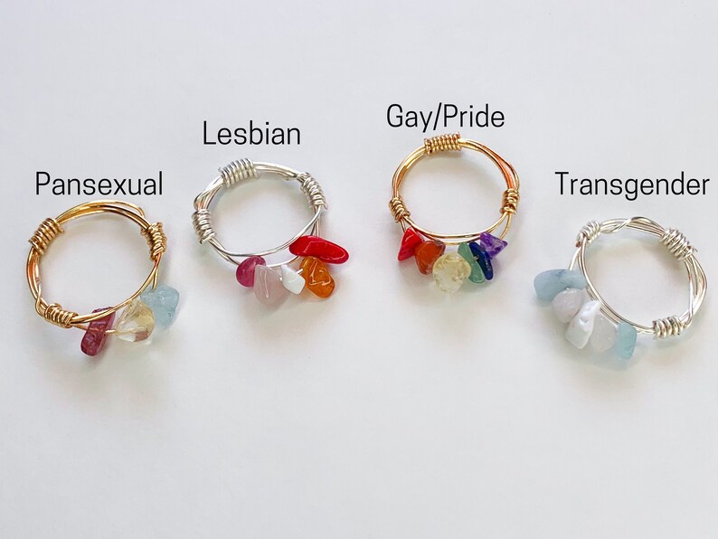 Customizable Pride Max 75% OFF Crystal Ring Silver Gold Wrapped LGB Oakland Mall Wire