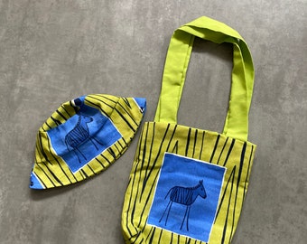 Zebra print matching tote and bucket hat set