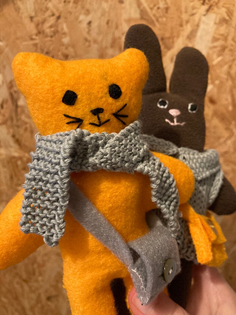 Bunny and kitty cuddly toy set