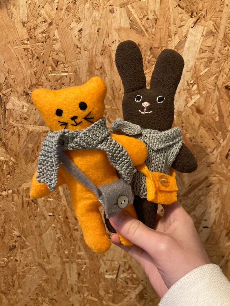Bunny and kitty cuddly toy set