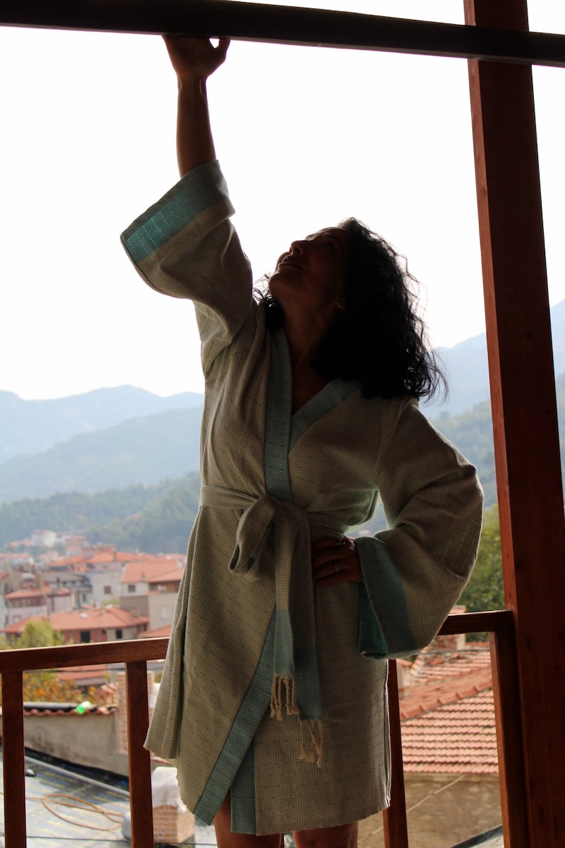 Turkish Bathrobe ITurkish Towel Robe|Turkish Cotton Kimono RobeIPeshtemal Robe,Kimono Robe,Spa Robe,Beach Towel,Travel Robe