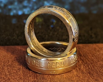 Peru Coin Rings. Beautiful handmade rings made from coins from Peru. Gift. Birthday. Anniversary. Jewelry. Graduation. Husband. Wife.