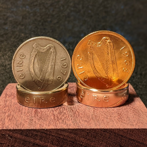 Irish Coin Ring Handmade from Vintage Ireland Coins - Celtic Jewelry Gift - Lucky Irish Ring - Recycled Coin Ring for Men Women - 10 Pence