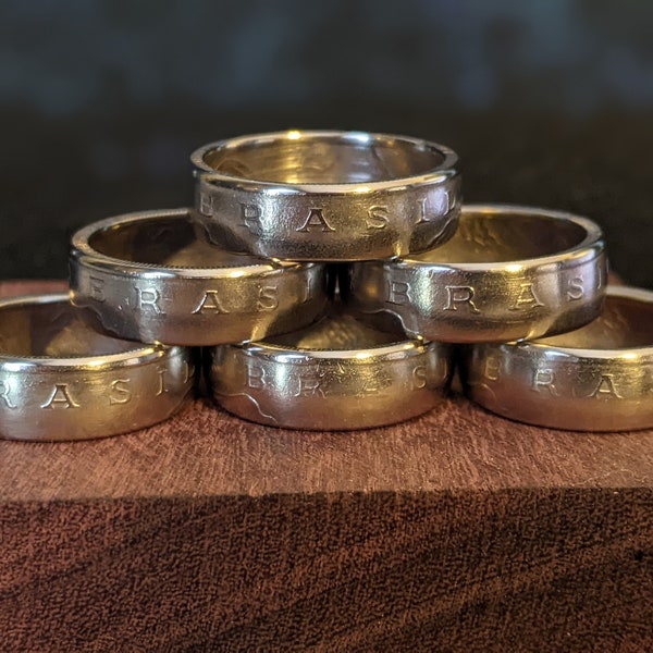 Brazil Coin Rings. Handmade from a Brazilian coin. Birthday Gift. Anniversary Gift. Graduation. Jewelry. Brasil. South America.