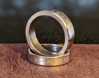 Jamaican Coin Ring - Handmade Jamaica 10 and 20 Cent Ring - Caribbean Jewelry - Unique Foreign Coin Ring Gift - Travel Souvenir - Caribbean