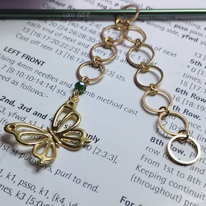 Row counter, chain counter for knitting, butterfly and flower design
